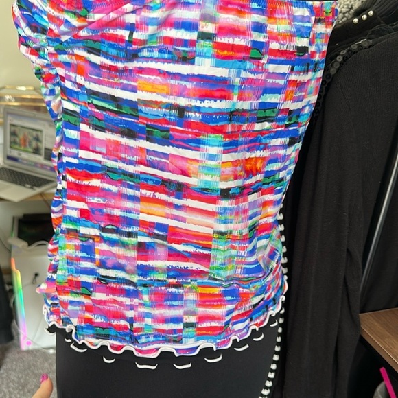 Profile By Gottex Multi Color Tankini Top Size 18W - Picture 7 of 9